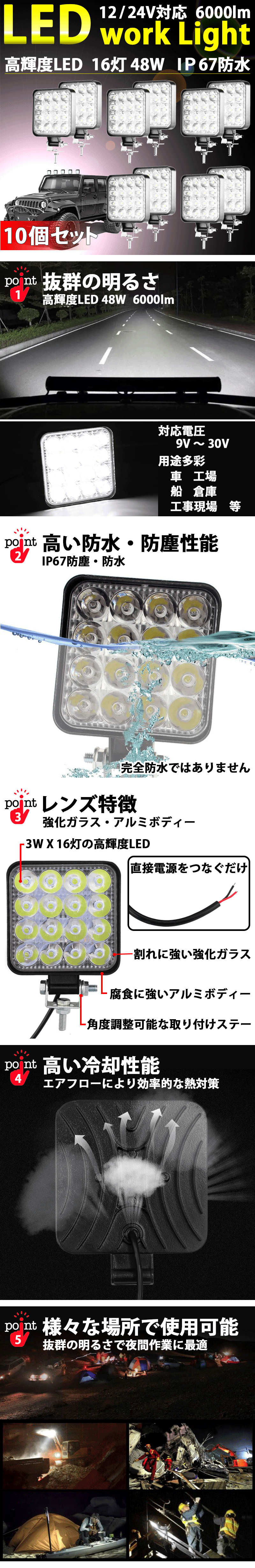 LED作業灯10個セット_1