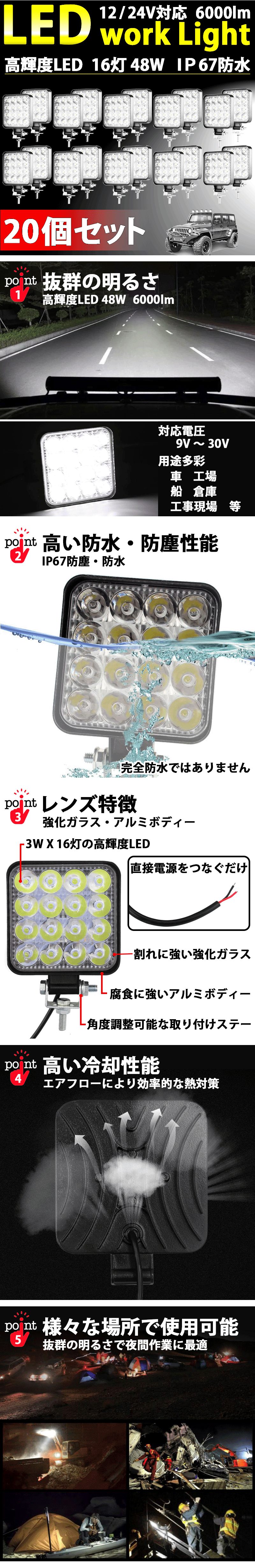 LED作業灯20個セット_1