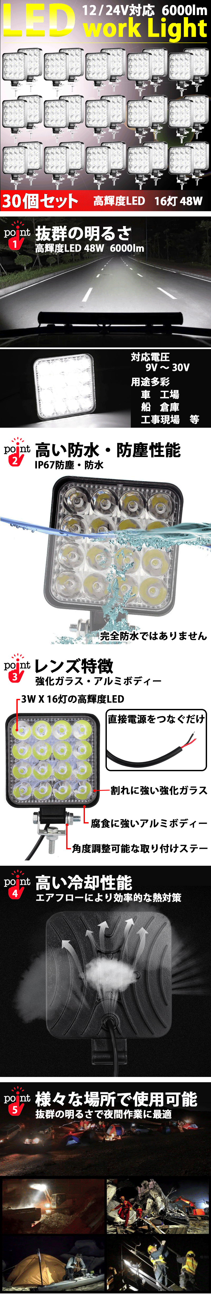LED作業灯30個セット_1